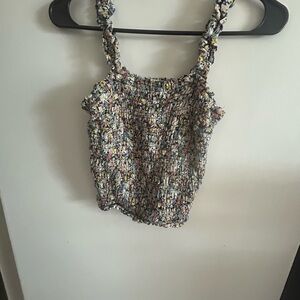 Abercrombie & Fitch Silver Smocked Sleeveless Tank Top